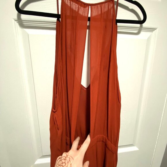 Zara Woman Red Cold Shoulder V-neckline Tunic Blouse   Keyhole Open Back Size M - Picture 5 of 8